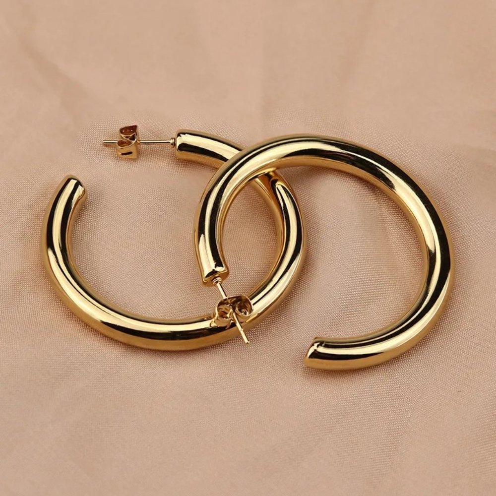 Lux Thick Gold Hoop Earrings